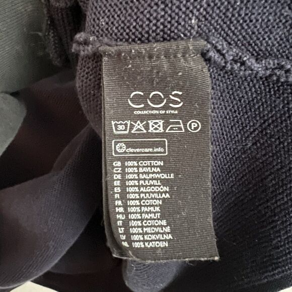 Women's COS Long Sleeve Pockets Navy Blue Sweater Size Small Cotton - Picture 4 of 8